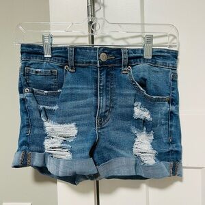 Aeropostale Classic Blue Ripped Jean Shorts